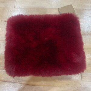 Faux Fur- Clutch/Tech/Cosmetic Bag, Red